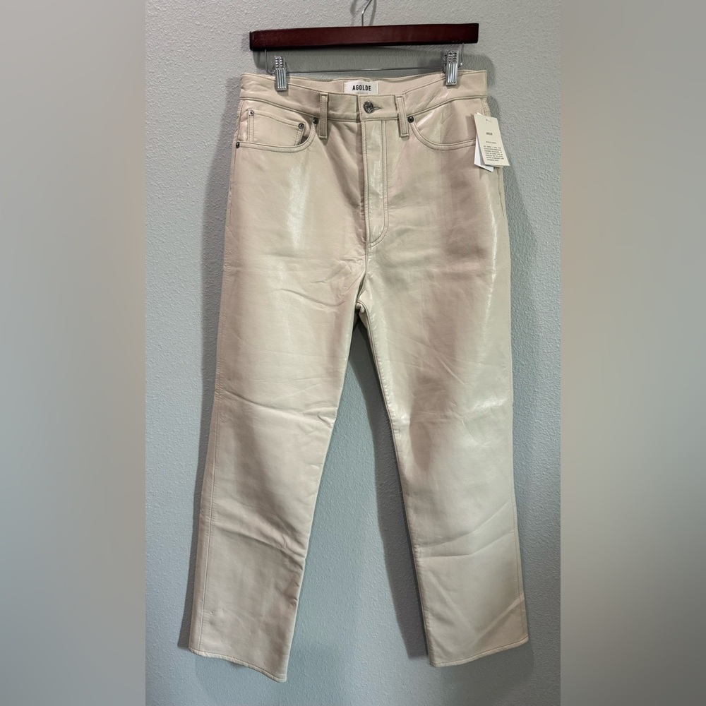 AGOLDE Recycled Leather 90's Pinch Waist in Powder New